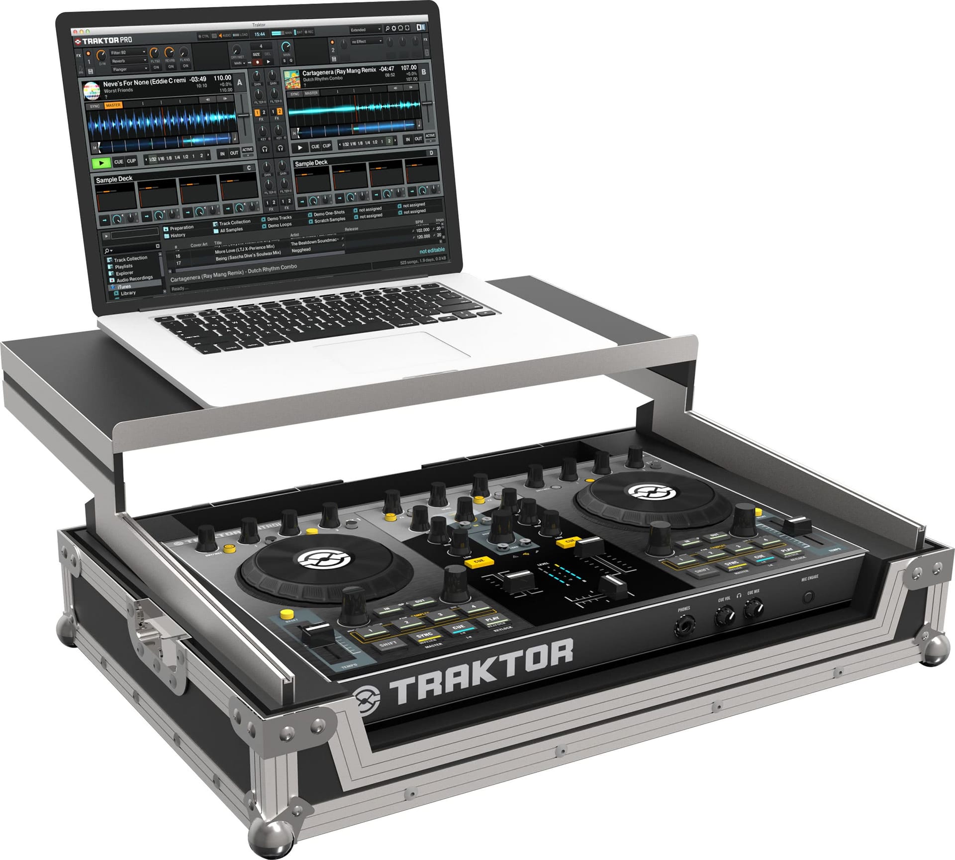 PEP FC-S2 fekete-ezüst flightcase Native Instruments Traktor Kontrol S2-hez