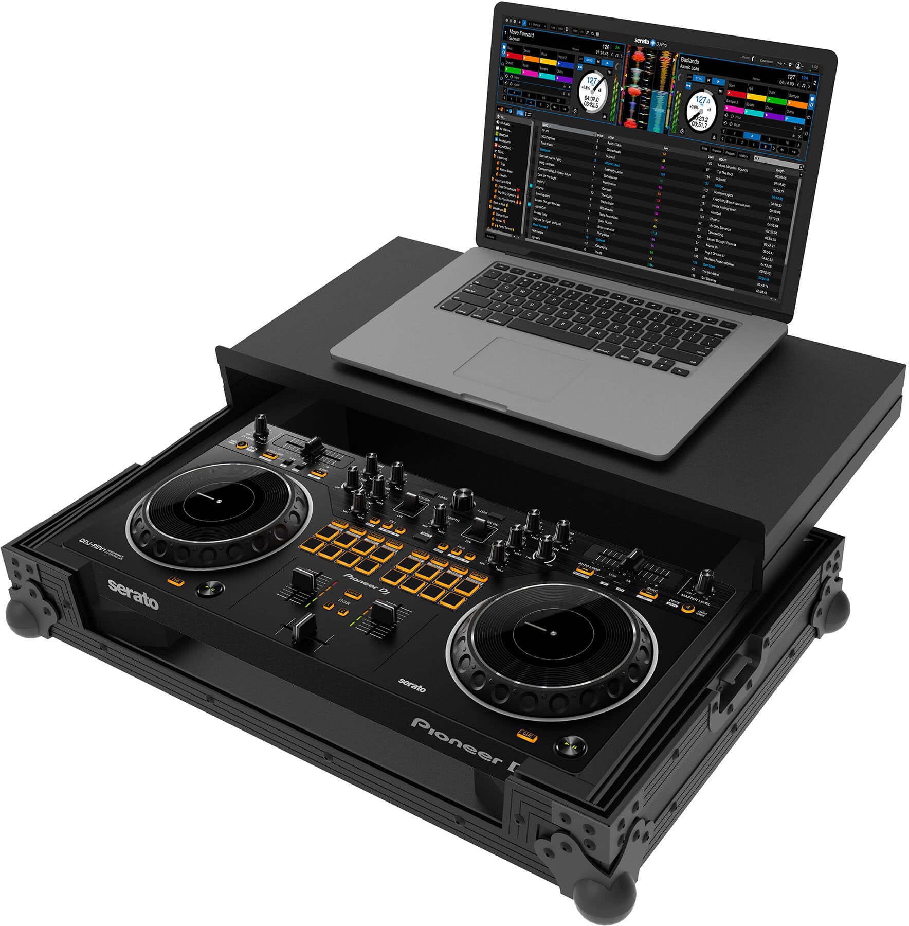 Zomo P-DDJ-REV1 Plus NSE Flightcase fekete kivitelben, zárt fedéllel, elölnézet