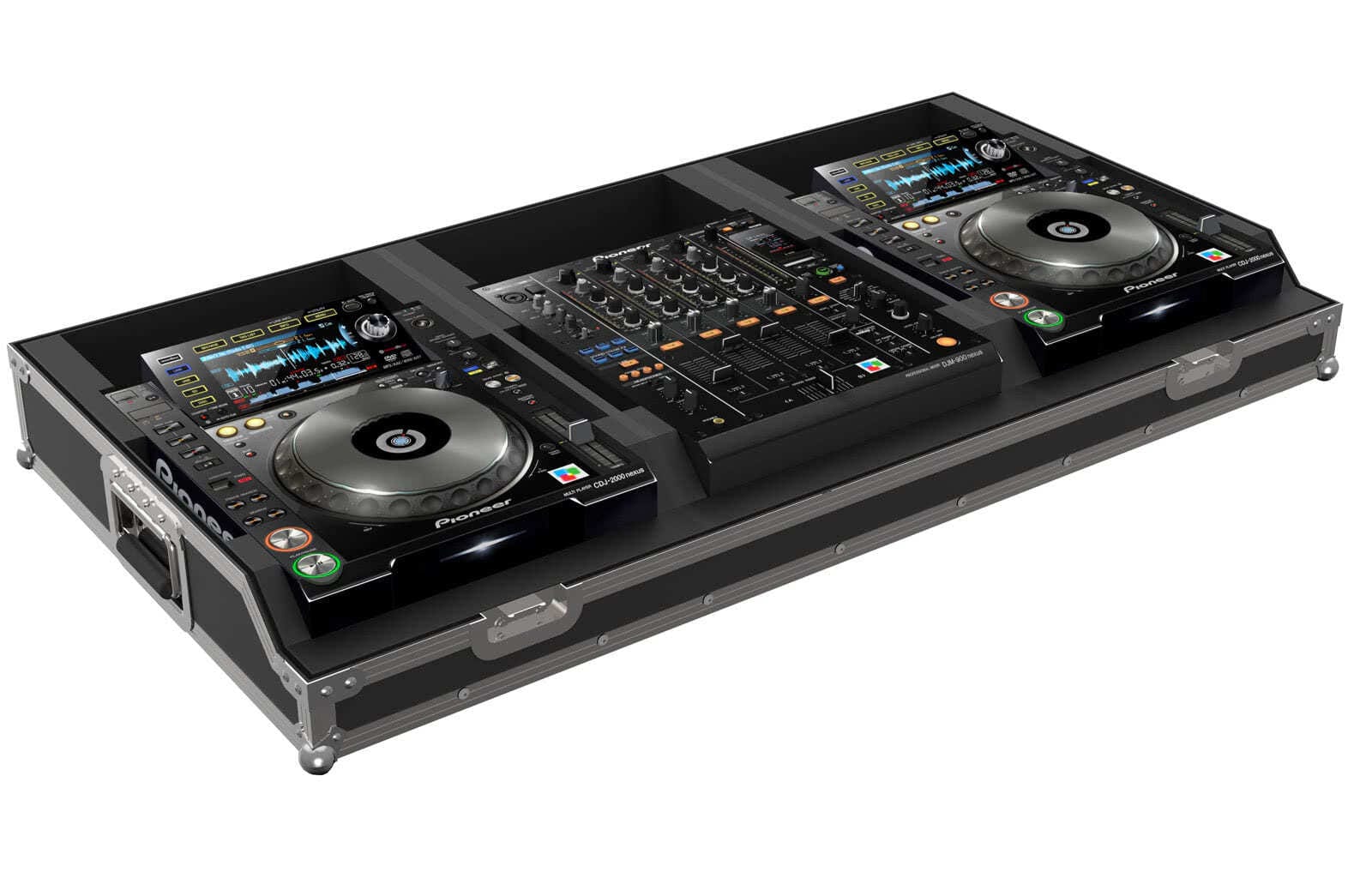 PEP FC-NXS2 fekete/ezüst flightcase két CDJ-2000 NXS2 és egy DJM-900 NXS2 számára