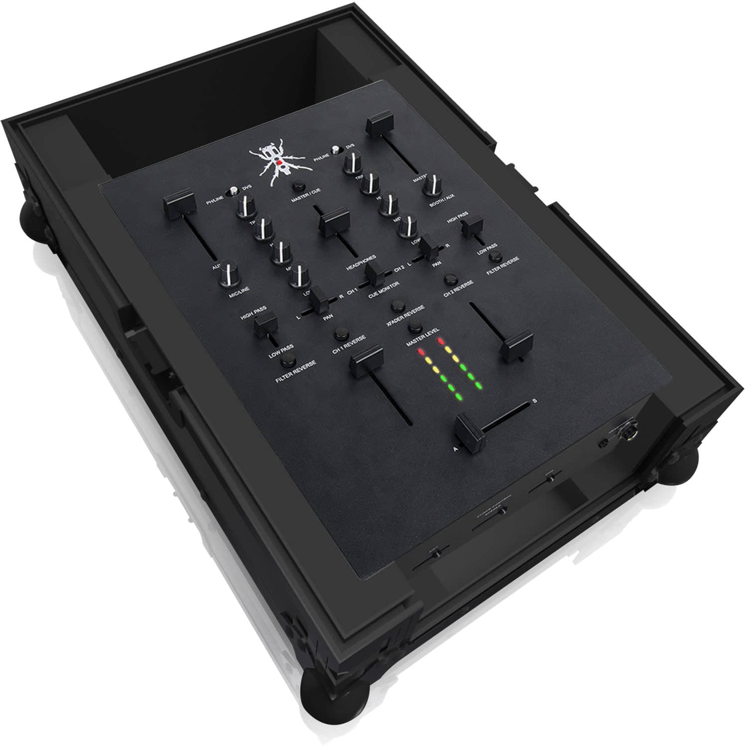 Fekete Zomo TRX NSE flightcase DJ-Tech TRX keverőhöz, alumínium élekkel és fogantyúval