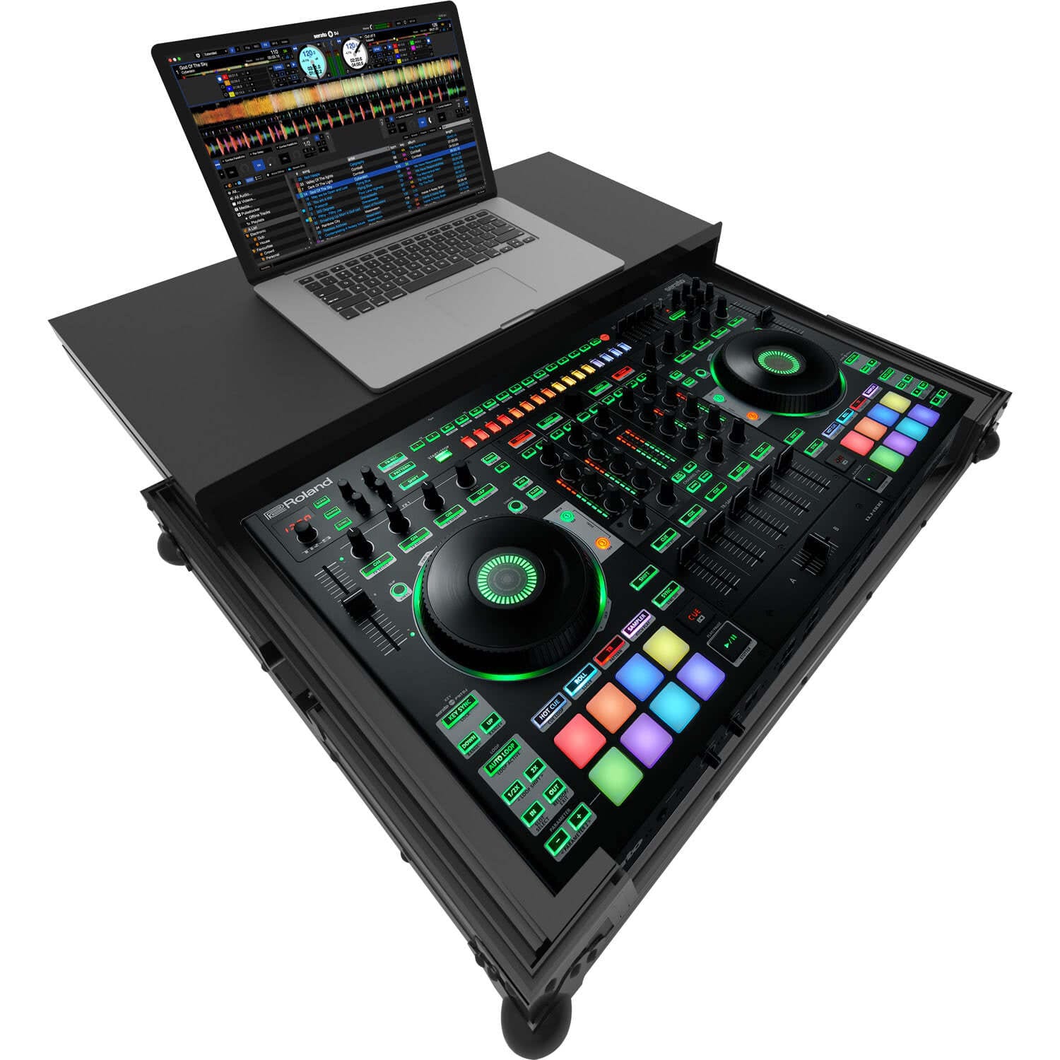 Fekete Zomo DJ-808 Plus NSE flightcase Roland DJ-808 kontrollerhez, alumínium élekkel és pillangózárakkal