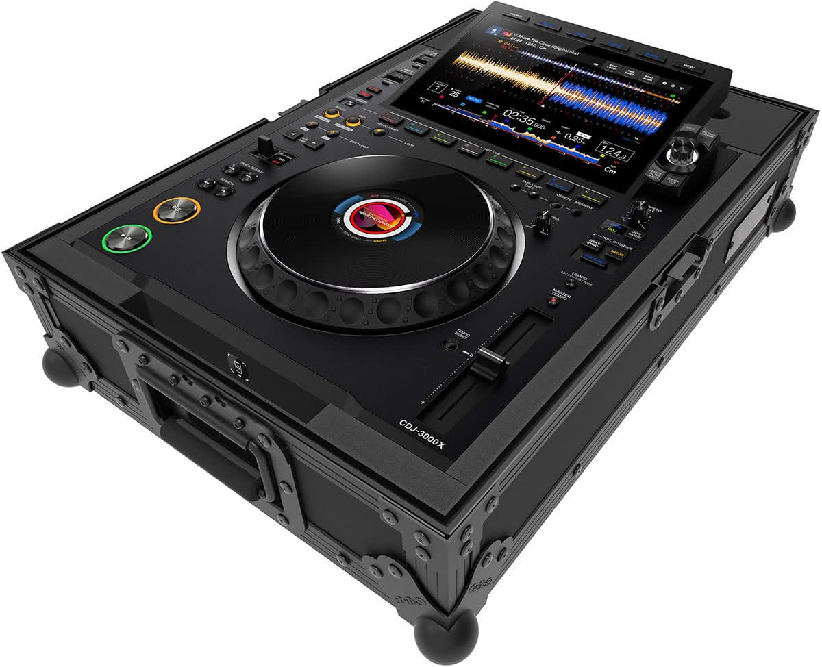 Zomo A-CDJ-3000X NSE fekete Flightcase zárt állapotban, elölnézet