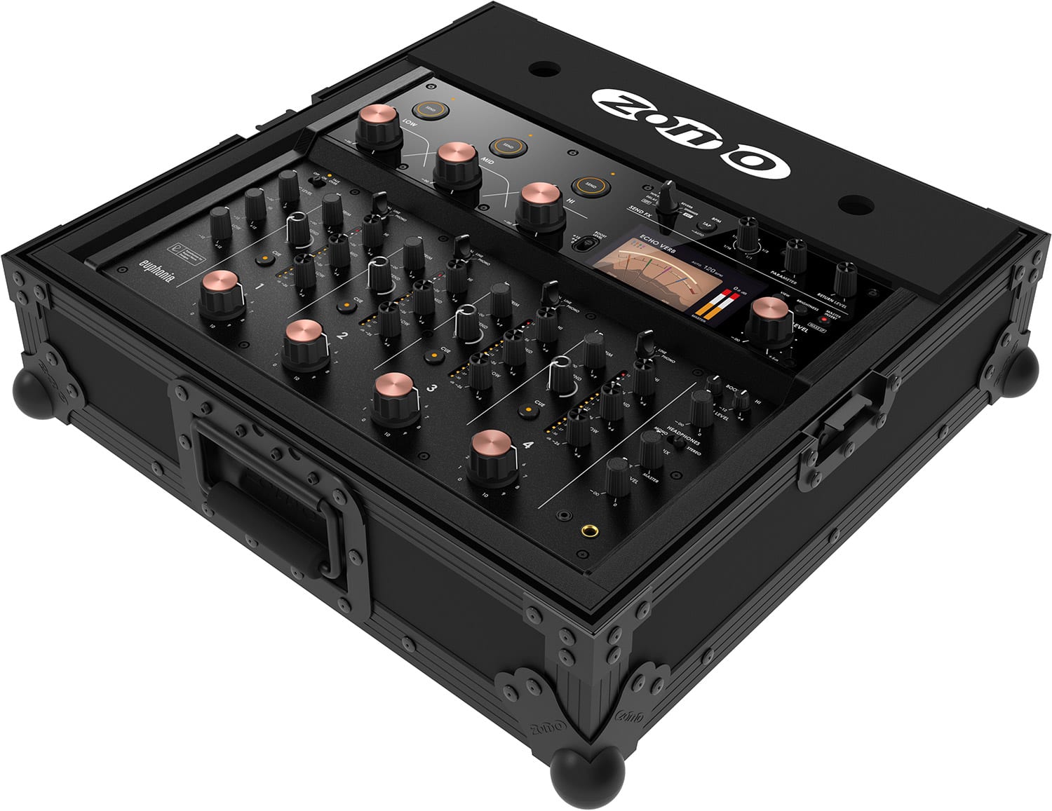 Zomo A-Euphonia NSE fekete flightcase zárt állapotban, ferde elölnézetből
