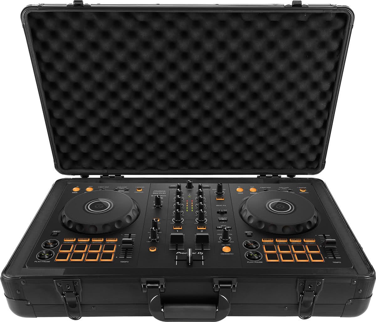 Zomo MFC-FLX4 fekete Flightcase Pioneer DJ DDJ-FLX4 kontrollerhez, fém sarokvédőkkel és fogantyúval