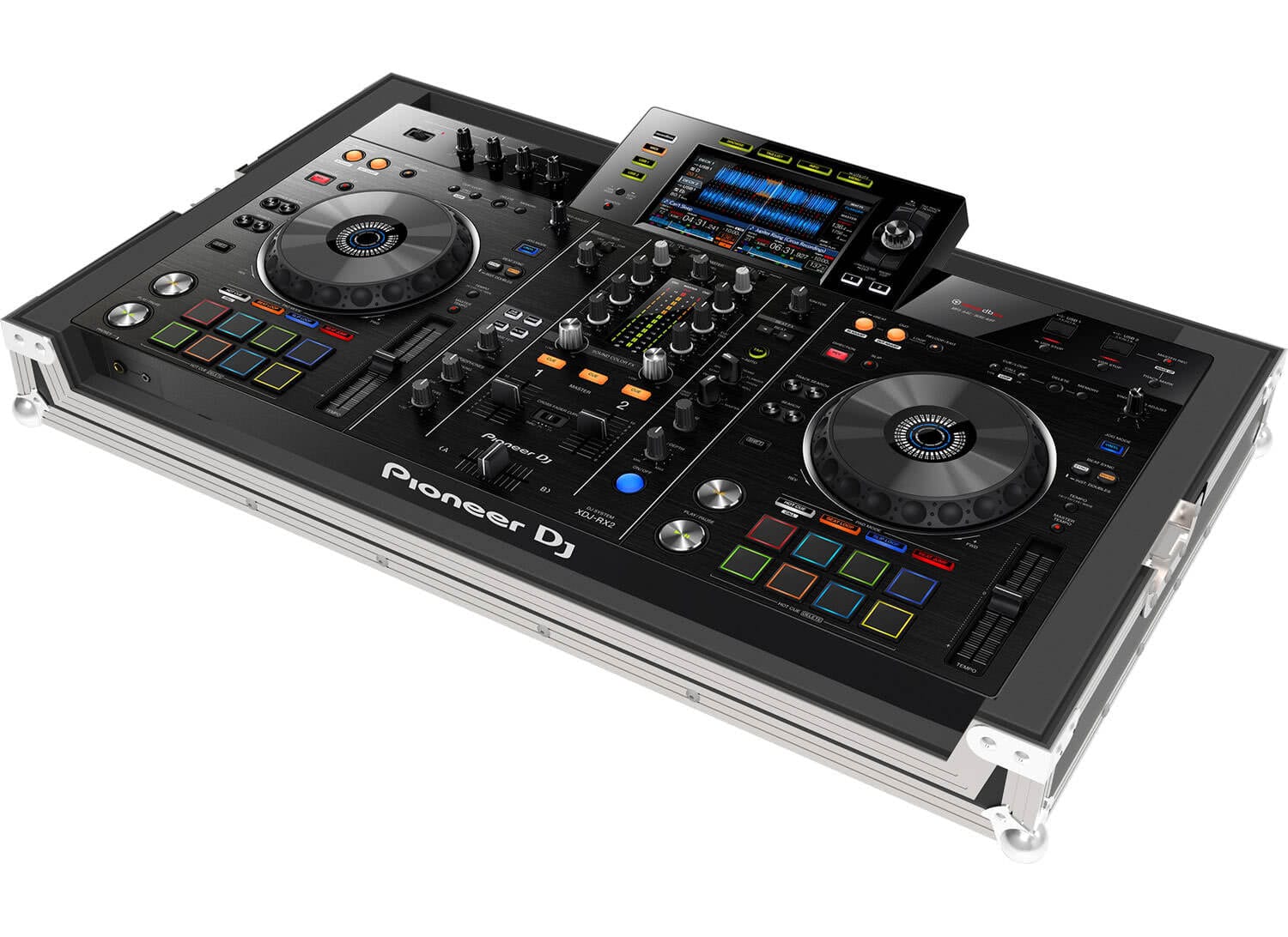 PEP FC-RX2 flightcase Pioneer XDJ-RX2-höz, ezüst gömbsarkokkal, zárt állapotban