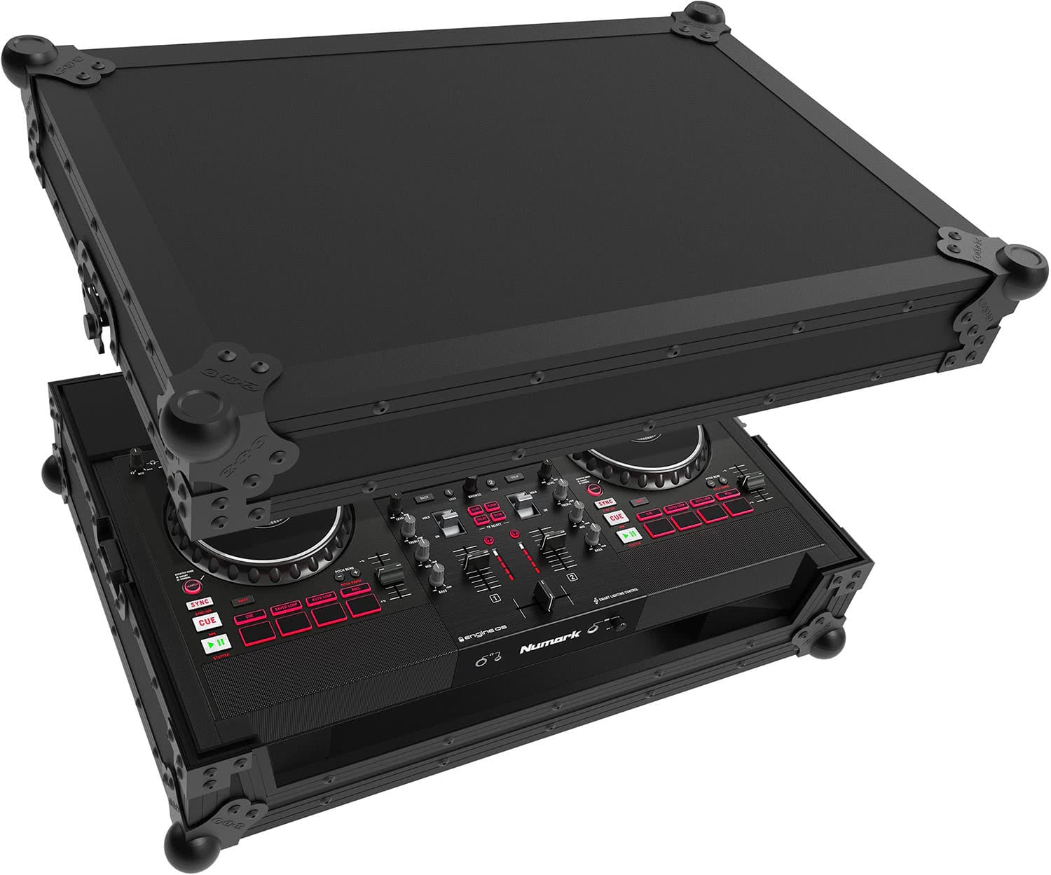 Zomo N-Mixstream NSE Flightcase pillangózárai és alumínium élei közelről