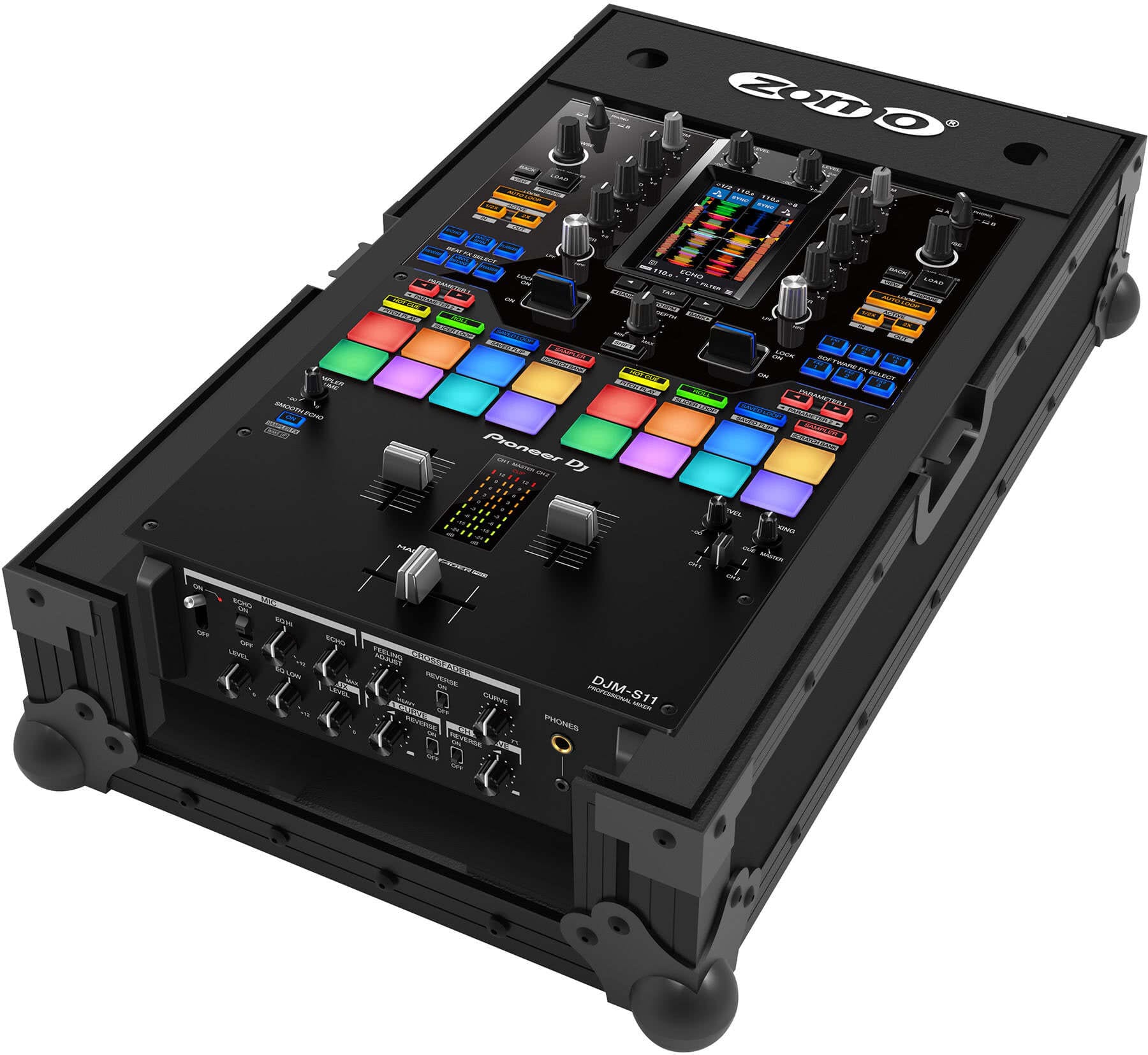 Zomo P-DJM-S11 NSE fekete flightcase Pioneer DJM-S11 keverőhöz, ferde elölnézet