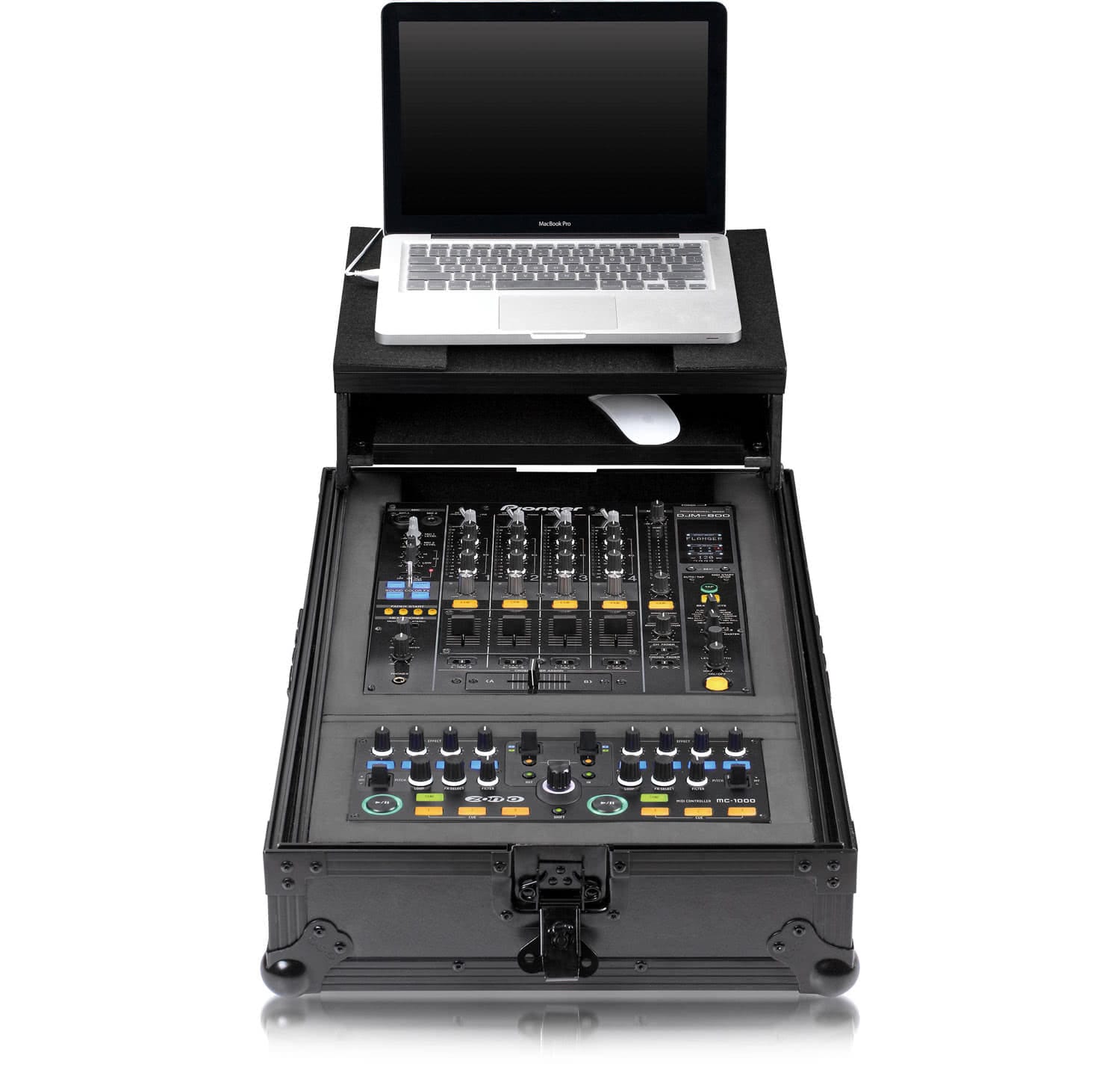 Zomo P-MC Plus NSE flightcase nyitva, keverő és kontroller helye