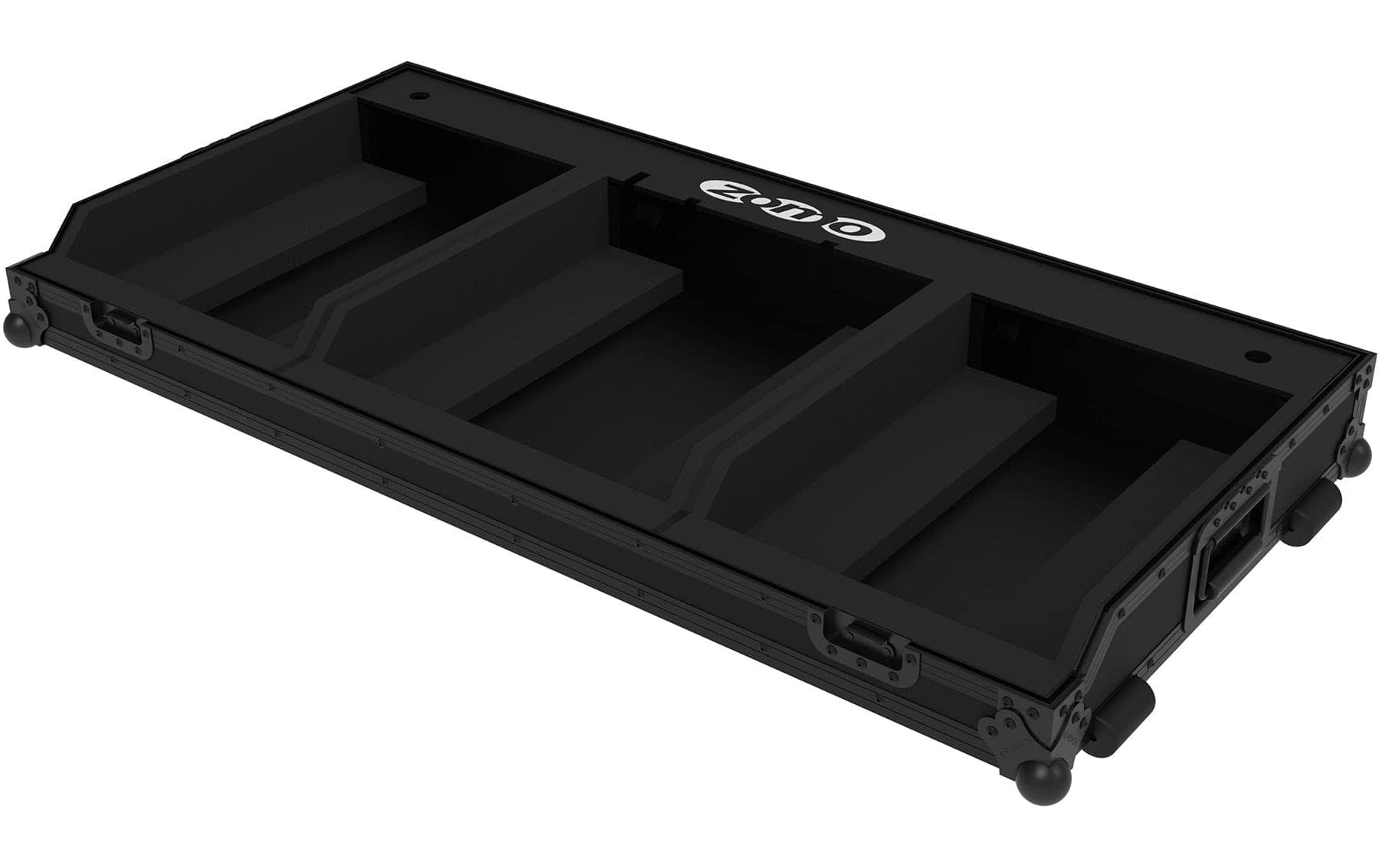Zomo Set-30A9 NSE flightcase nyitva, belső párnázással CDJ-3000 és DJM-A9 részére