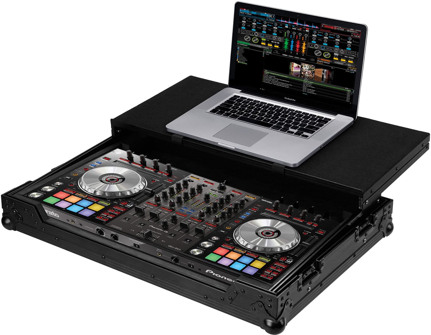 Zomo P-DDJ-SX3 Plus NSE fekete Flightcase zárt állapotban, ferde nézet