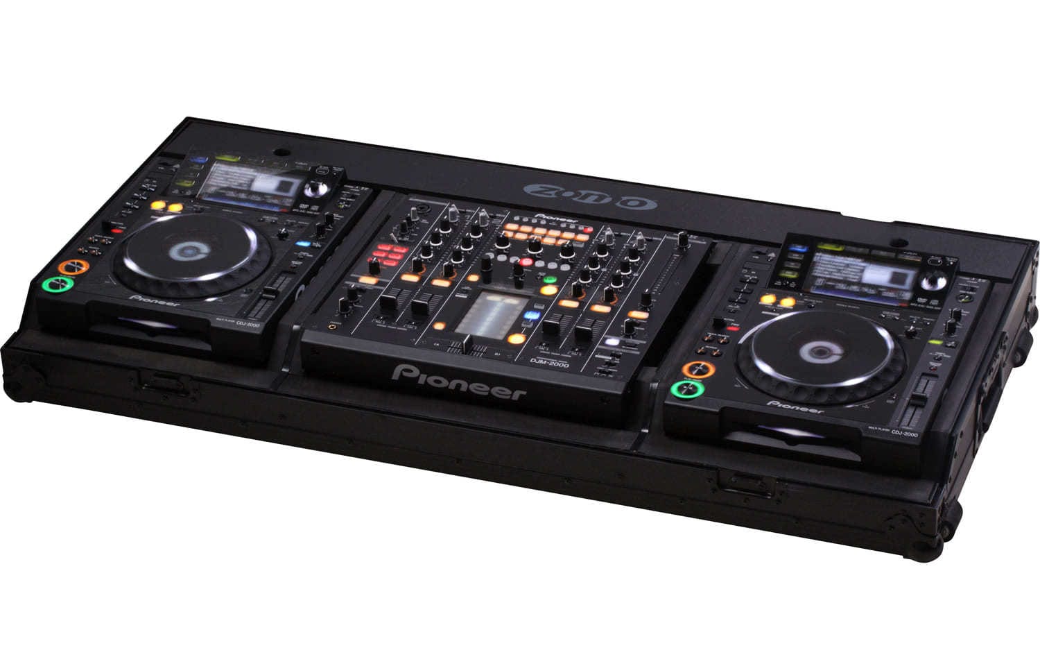 Zomo Flightcase Set 2200 NSE fekete flightcase zárt állapotban, két CDJ-hez és DJM-2000 keverőhöz