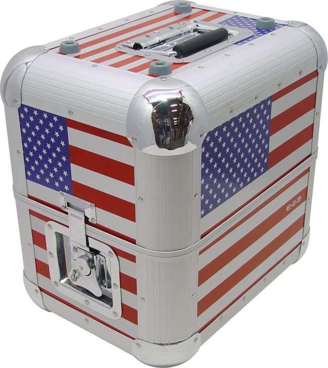 Zomo Recordcase MP-80 XT lemeztartó tok USA-Flag mintával, elölnézet