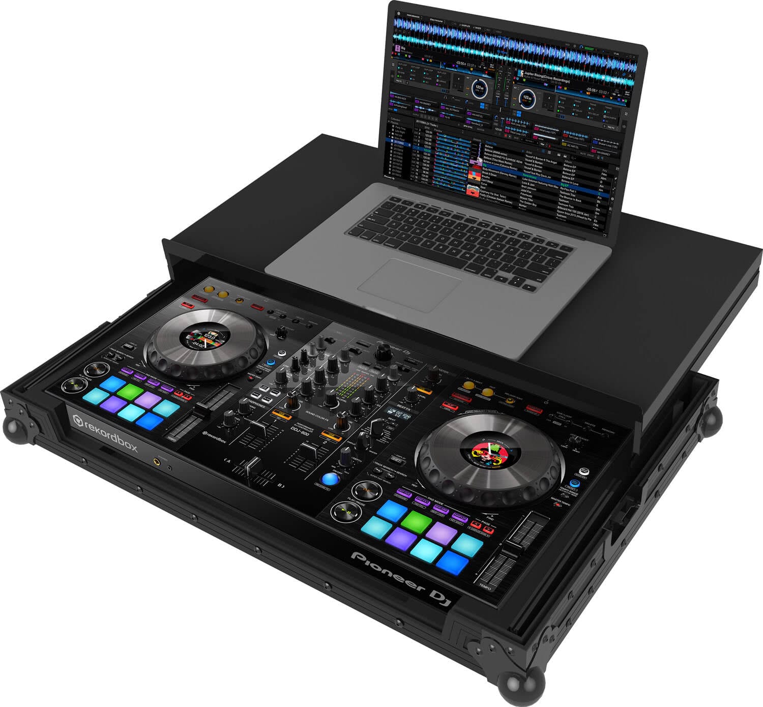 Zomo P-DDJ-800 Plus NSE Flightcase fekete színben, zárt állapotban, ferde nézetből