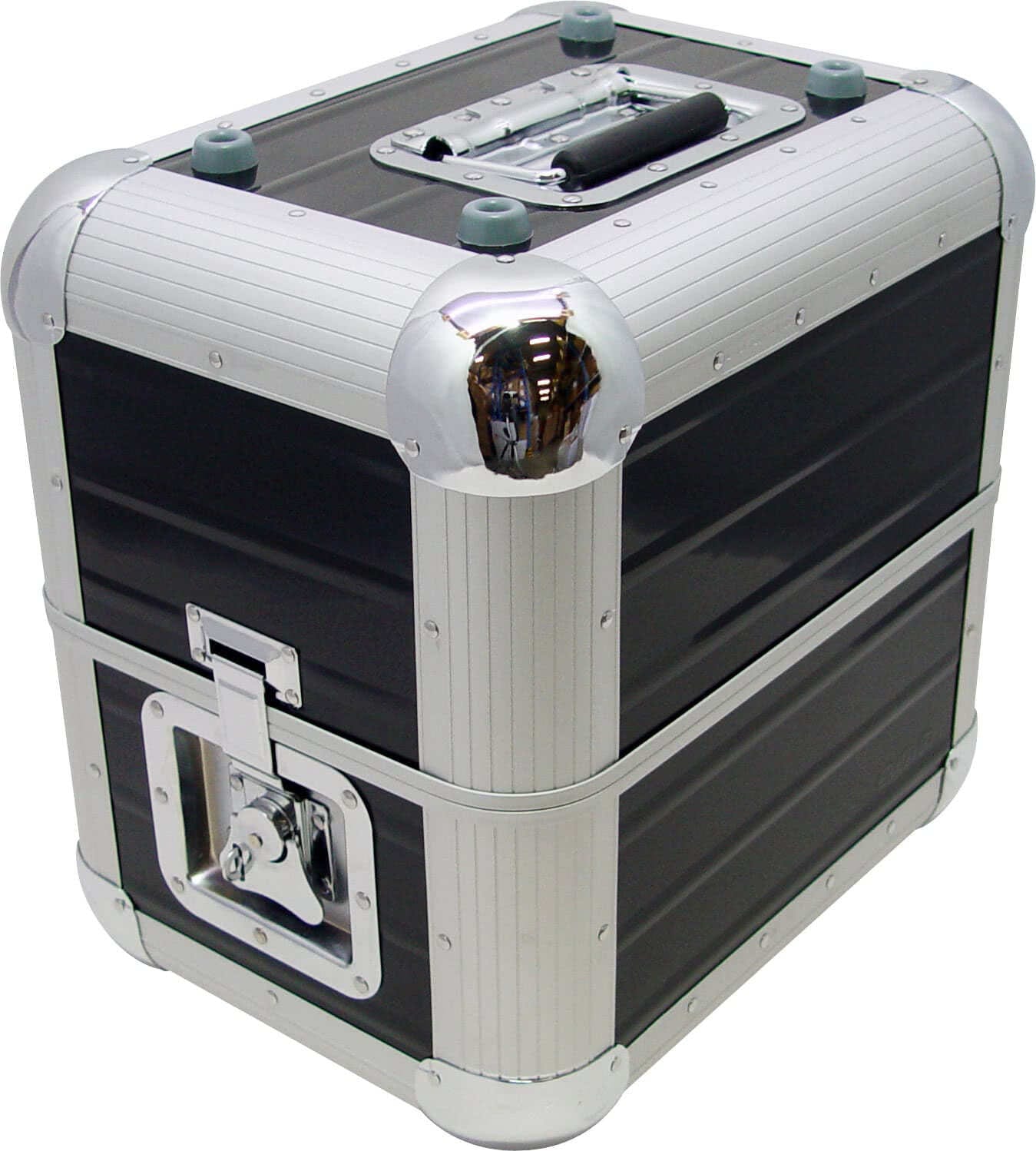 Fekete Zomo Recordcase MP-80 XT lemez-flightcase elölnézetből